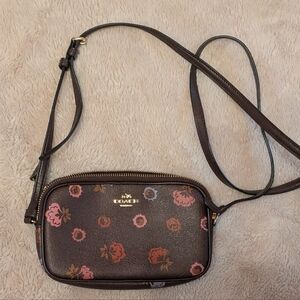 Coach Dark Brown Floral Crossbody Bag